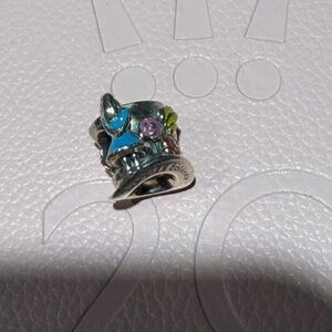 Pandora Silver Charm with Blue and Purple Accents Alice in wonderland